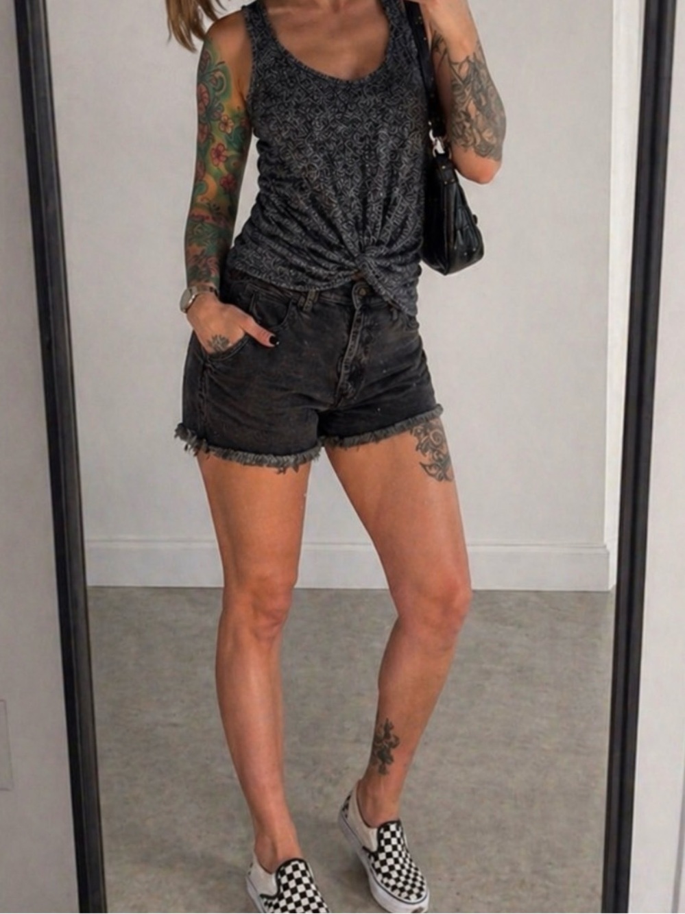 Pink Republic Gray Knit Tank Top Twist Front Size S